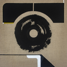 acryl on raw jute, 90 cm x 90 cm