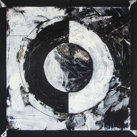 acryl on raw jute, 90 cm x 90 cm