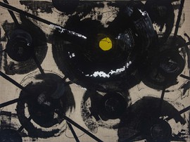 acryl on raw jute, 90 cm x 120 cm