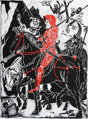 ink,pen on canvas, 200 cm x 150 cm