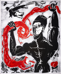 ink,pen on canvas, 120 cm x 100 cm