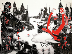 ink,pen on canvas, 180 cm x 240 cm