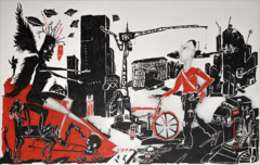 ink,pen on canvas, 90 cm x 120 cm