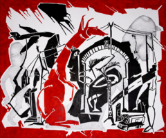 ink,pen on canvas, 100 cm x 120 cm