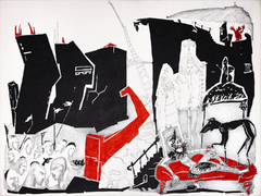 ink,pen on canvas, 120 cm x 90 cm