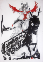 ink,pen on canvas, 100 cm x 70 cm