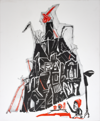 ink,pen on canvas, 120 cm x 100 cm