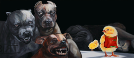 Torsten Russ: Figürliche Ölmalerei auf Leinwand, 120 cm x 240 cm, Unikat