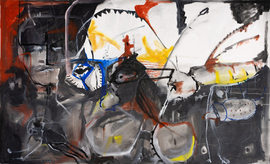 Torsten Russ, "Im Focus des Unterbewusstseins", Ölstick auf Leinwand, 85 cm x 140 cm