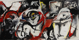 Torsten Russ, "Das jüngste Gericht", Ölstick auf Leinwand, 100 cm x 195 cm