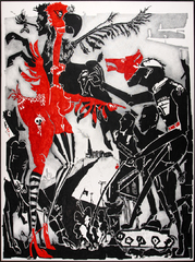 Torsten Russ, "Keine Brücke Nirgends", Tusche, Bleistift auf Leinwand, 200 cm x 150 cm