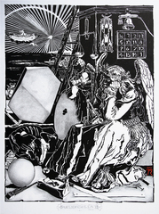 Torsten Russ, "Melencolia I", Tusche, Bleistift auf Leinwand, 200 cm x 150 cm