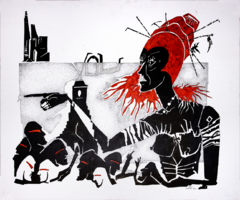 Torsten Russ, "You", Tusche, Bleistift auf Leinwand, 100 cm x 120 cm,