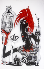 Torsten Russ, "Prophecy", Tusche, Bleistift auf Leinwand, 140 cm x 90 cm